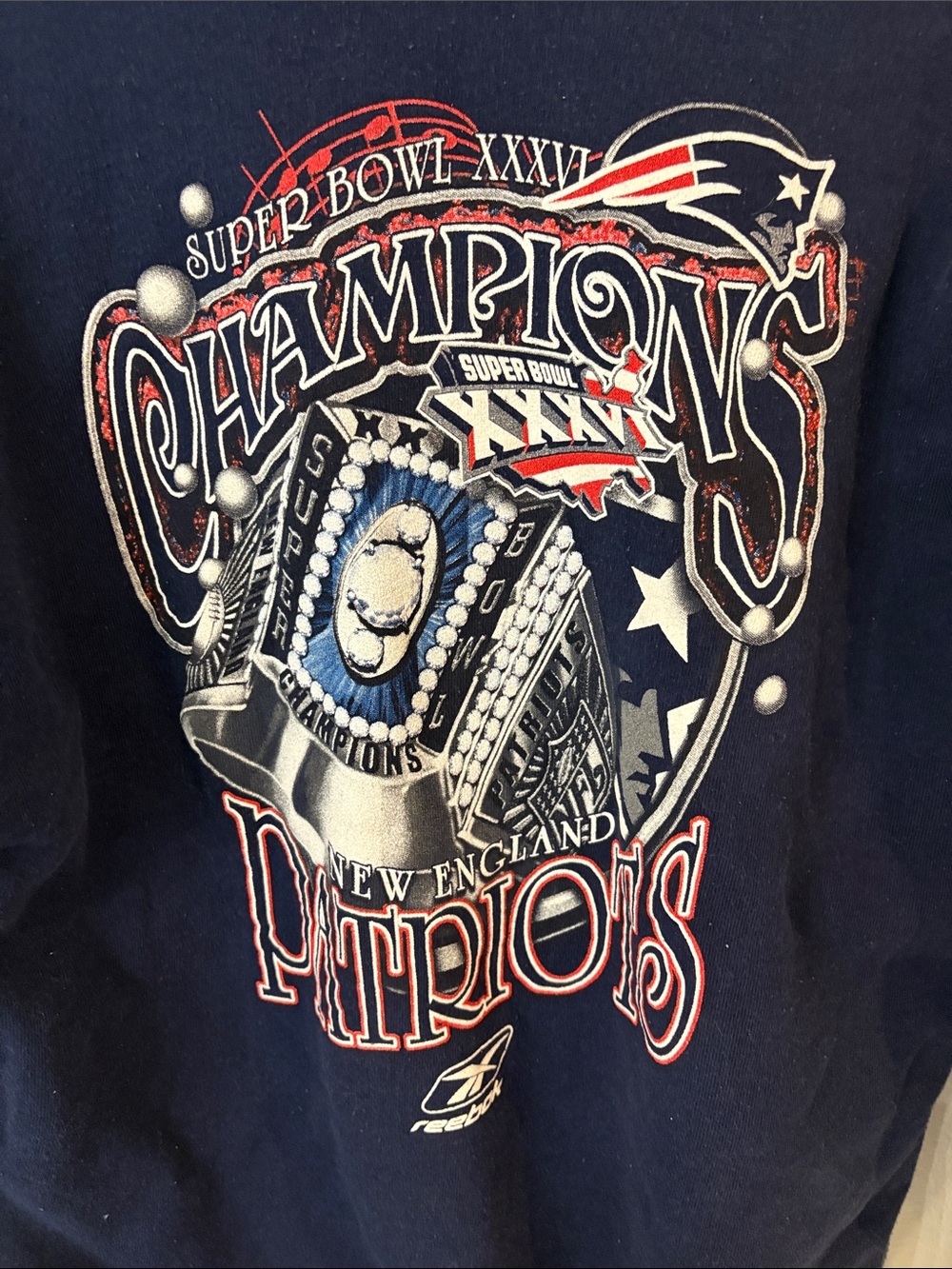 Vintage Navy New England Patriots Super Bowl XXXVI Champions Crewneck Sweatshirt - Picture 3 of 5